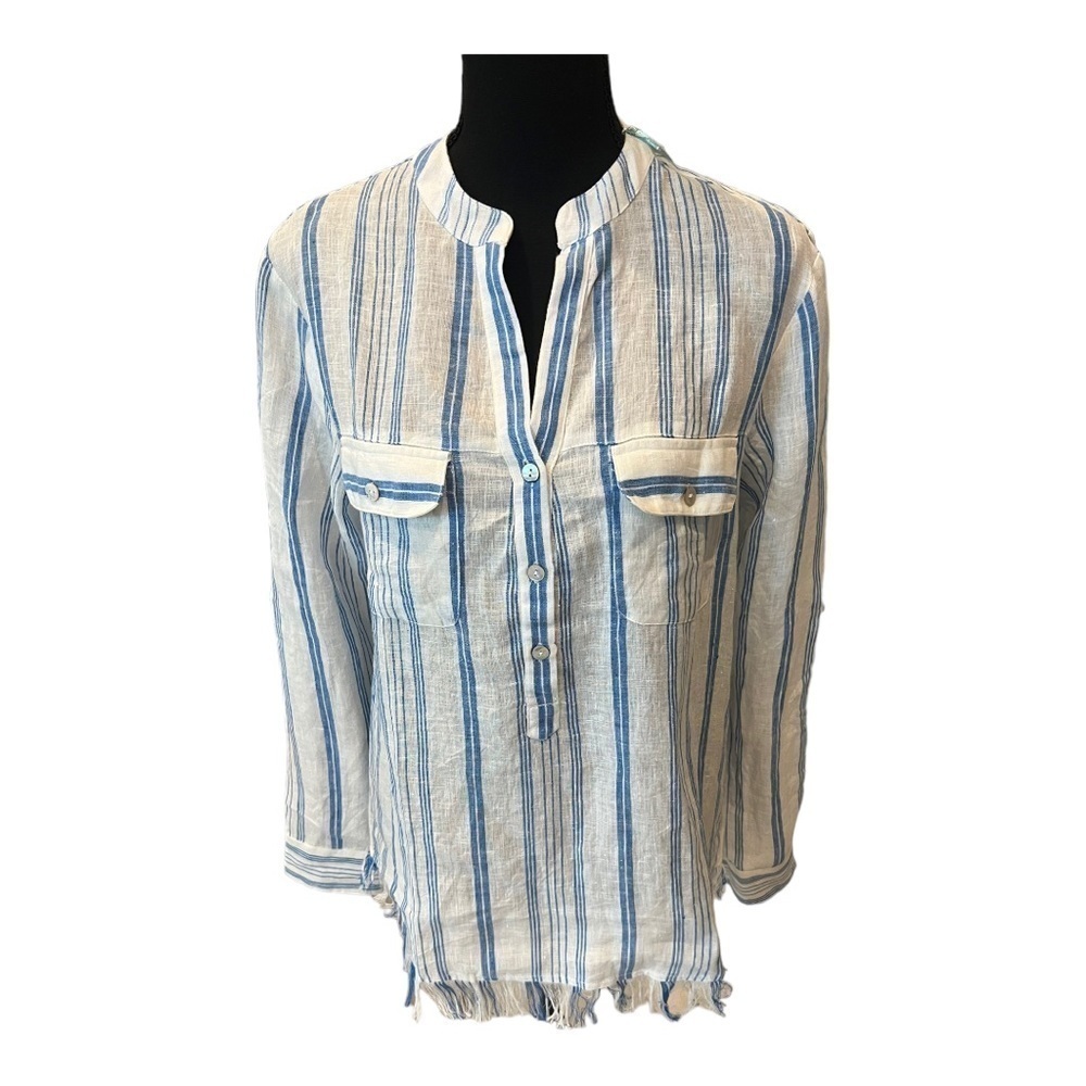 Kyla Seo Linen Stripe Coastal Top - Size Small NWT